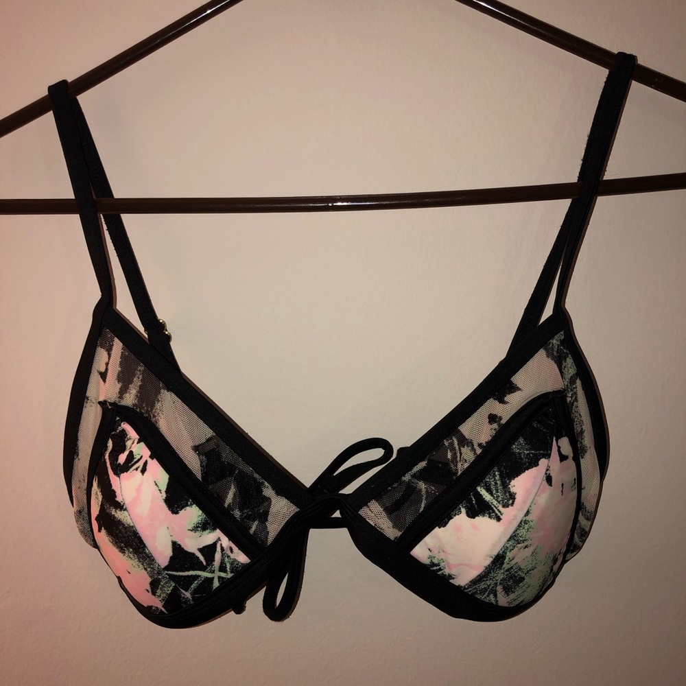 Black & mesh bikini top
